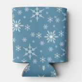 Kerst sneeuwvlok op blauw blikjeskoeler (Achterkant)