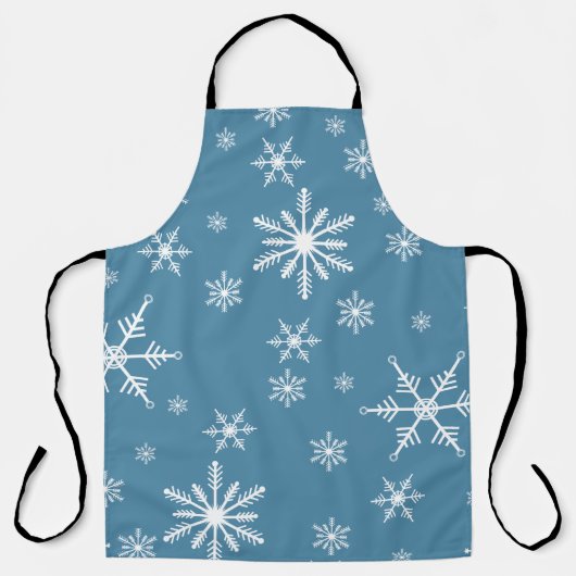 Kerst sneeuwvlok op blauw schort (Voorkant)