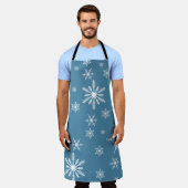 Kerst sneeuwvlok op blauw schort (Gedragen)