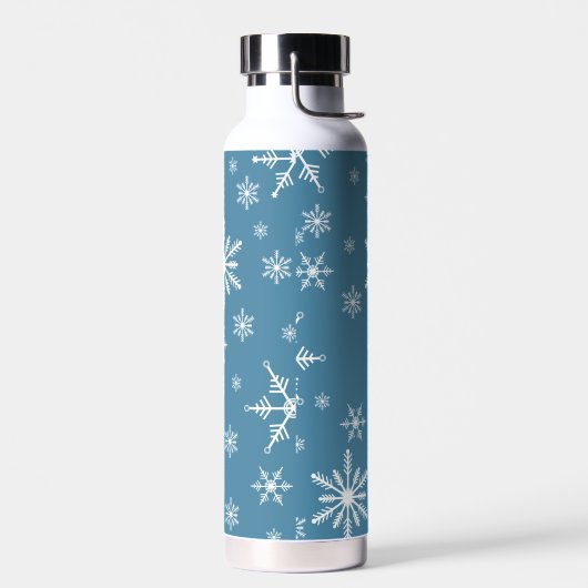 Kerst sneeuwvlok op blauw waterfles (Links)