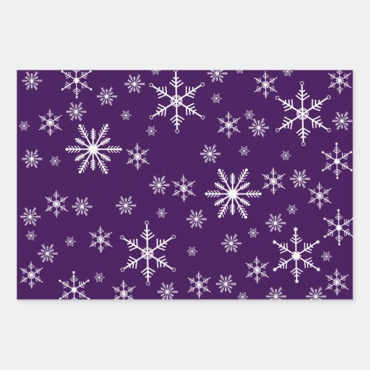 Kerst sneeuwvlok op Paarse Inpakpapier Vel (Voorkant 3)