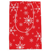 Kerst sneeuwvlok op rood medium cadeauzakje (Voorkant)
