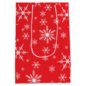 Kerst sneeuwvlok op rood medium cadeauzakje (Achterkant)