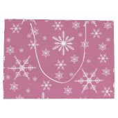 Kerst sneeuwvlok op roze groot cadeauzakje (Achterkant)