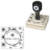 Kerst Sneeuwvlok Patroon Save the Date Rubberstempel (Gestempeld)