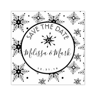 Kerst Sneeuwvlok Patroon Save the Date   Rubberstempel