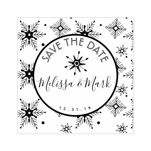 Kerst Sneeuwvlok Patroon Save the Date Rubberstempel (Afrduk)