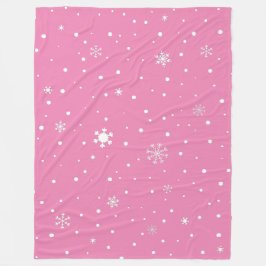 Kerst Sneeuwvlok Roze en Witte Polka Dot Fleece Deken