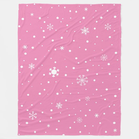 Kerst Sneeuwvlok Roze en Witte Polka Dot Fleece Deken (Voorkant)