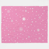 Kerst Sneeuwvlok Roze en Witte Polka Dot Fleece Deken (Voorkant (Horizontaal))