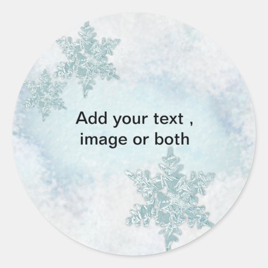 Kerst Sneeuwvlok sneeuwfoto lijst sjabloon Ronde Sticker (Voorkant)
