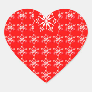 Kerst Sneeuwvlok Stickers in rood en wit.