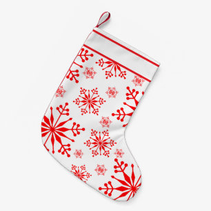 Kerst Sneeuwvlok Stocking in Rood en Wit. Kleine Kerstsok