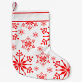 Kerst Sneeuwvlok Stocking in Rood en Wit. Kleine Kerstsok (Voorkant)