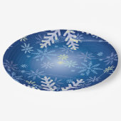 Kerst Sneeuwvlokken - Blauw Achtergrond Papier Bor Papieren Bordje (Gekanteld)