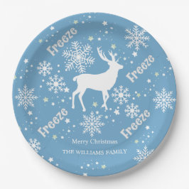 Kerst Sneeuwvlokken blauw Papier Bord