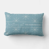 Kerst Sneeuwvlokken Blauw Sierkussen Kussen (Voorkant)