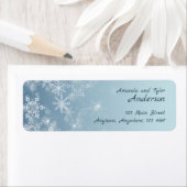 Kerst Sneeuwvlokken Blauw Vakantie Retouradres Etiket (Insitu)
