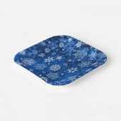 Kerst Sneeuwvlokken Blauw & Zilver Papier Servette Papieren Bordje (Gebogen)