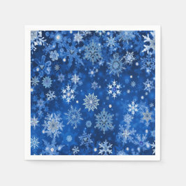 Kerst Sneeuwvlokken Blauw & Zilver Papier Servette Servet