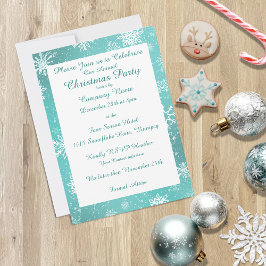 Kerst Sneeuwvlokken Blauwgroen Kaart
