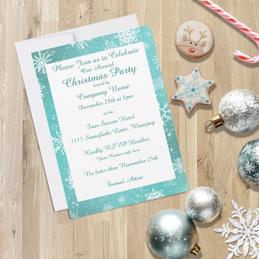 Kerst Sneeuwvlokken Blauwgroen Kaart