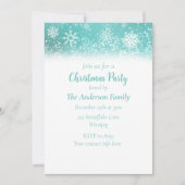 Kerst Sneeuwvlokken Blauwgroen Kaart (Voorkant)