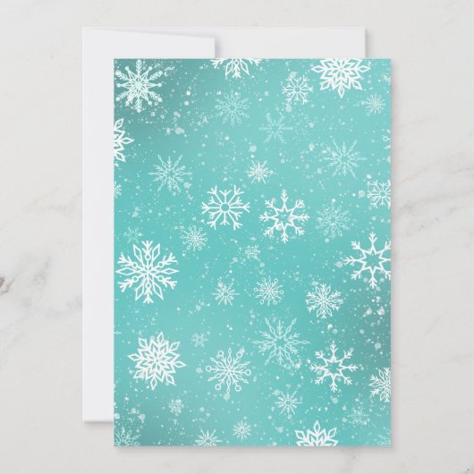 Kerst Sneeuwvlokken Blauwgroen Kaart (Achterkant)