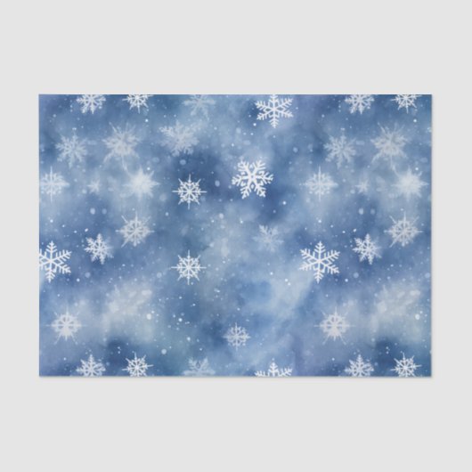 Kerst Sneeuwvlokken Blue Sky Tissue Paper Tissuepapier (Voorkant)