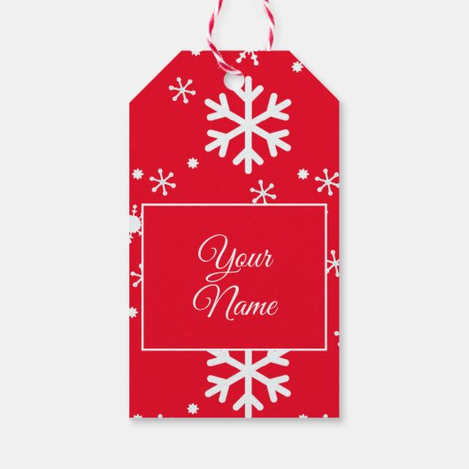Kerst sneeuwvlokken cadeau label cadeaulabel (Achterkant)