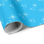Kerst Sneeuwvlokken Eenvoudig Patroon Retro Blauw Cadeaupapier (Rol Hoek)