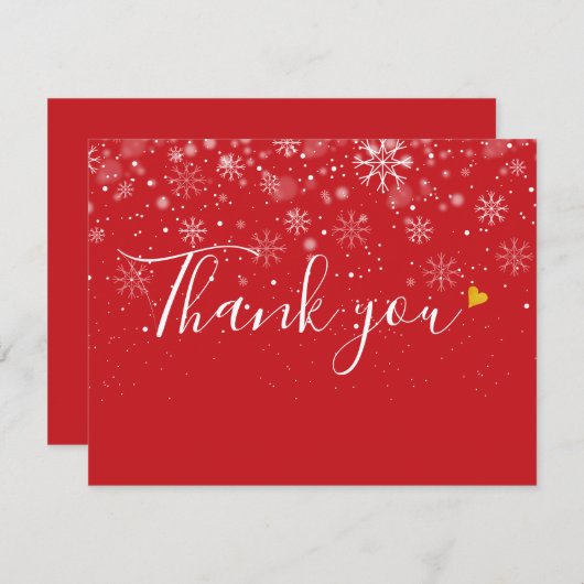 Kerst Sneeuwvlokken Elegant Script Business Bedankkaart (Voorkant / Achterkant)