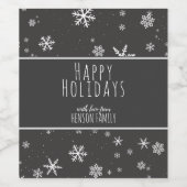 Kerst Sneeuwvlokken Grijs Feestelijk  Wijn Etiket (Enkel label)