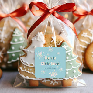 Kerst Sneeuwvlokken Leuk Schattige Winter Blauw Wi Vierkante Sticker