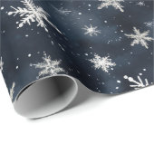 Kerst Sneeuwvlokken Night Sky Cadeaupapier (Rol Hoek)