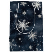 Kerst Sneeuwvlokken Night Sky Medium Cadeauzakje (Voorkant)