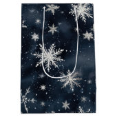 Kerst Sneeuwvlokken Night Sky Medium Cadeauzakje (Achterkant)