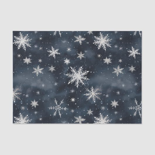 Kerst Sneeuwvlokken Night Sky Tissue Paper Tissuepapier (Voorkant)