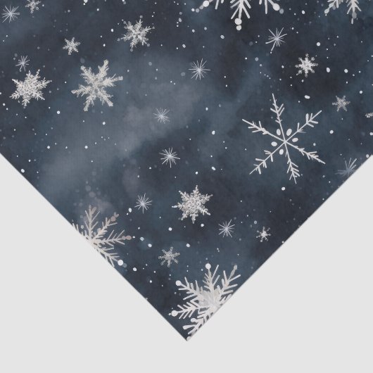 Kerst Sneeuwvlokken Night Sky Tissue Paper Tissuepapier (Detail)