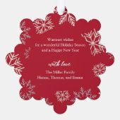 Kerst Sneeuwvlokken rood Foto Ornament Kaart (Achterkant)