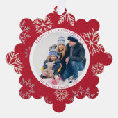 Kerst Sneeuwvlokken rood Foto Ornament Kaart (Voorkant)