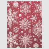 Kerst Sneeuwvlokken Rood Wit Sneeuw Decoupage Tissuepapier (Voorkant)