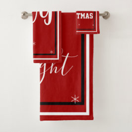 Kerst Sneeuwvlokken Rood Wit Zwart Bad Handdoek