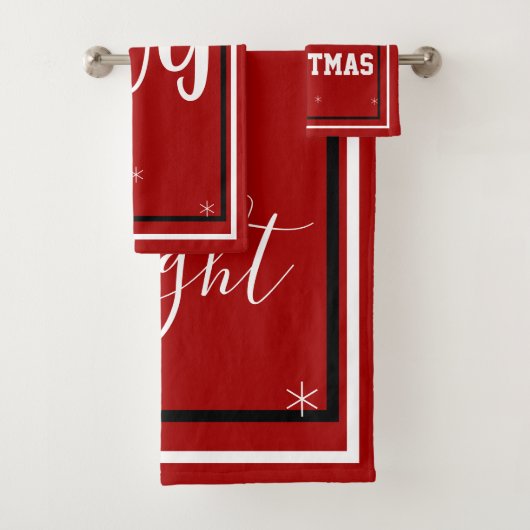 Kerst Sneeuwvlokken Rood Wit Zwart Bad Handdoek (Insitu)