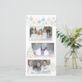 Kerst Sneeuwvlokken Roze Blauw Goud Collage FOTO Feestdagenkaart (Staand voorkant)
