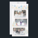 Kerst Sneeuwvlokken Roze Blauw Goud Collage FOTO Feestdagenkaart<br><div class="desc">Modern sneeuwvlok ornament ontwerp in lichte pastelkleuren; roze,  blauw,  wit en goud. Prettige feestdagen Makkelijk te bewerken familie kerst vakantie foto collage kaart met? of VROLIJK KERSTFEEST of LAAT HET SNEEUWEN. Overeenkomende objecten in collectie bekijken. Stuur deze naar je familie en vrienden tijdens de feestdagen - maakt geweldige souvenirs!</div>