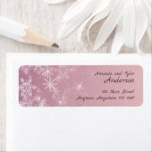 Kerst Sneeuwvlokken Roze Vakantie Retouradres Etiket (Insitu)