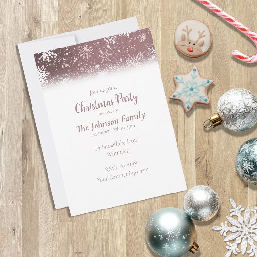 Kerst Sneeuwvlokken Stoffig Roos Kaart