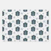 Kerst Sneeuwvlokken Subtiel Blauw Pallet 3 Inpakpapier Vel (Voorkant 2)