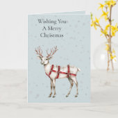 Kerst Sneeuwvlokken Witte Rode Herten Kaart (Gele Bloem)